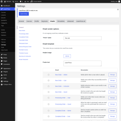 Page screenshot: LearnPress &rarr; Settings &rarr; Emails