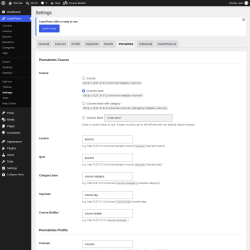 Page screenshot: LearnPress &rarr; Settings &rarr; Permalinks