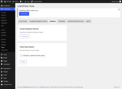 Page screenshot: LearnPress &rarr; Tools &rarr; Database