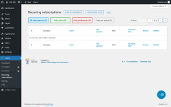 Page screenshot: Leyka &rarr; Recurring subscriptions