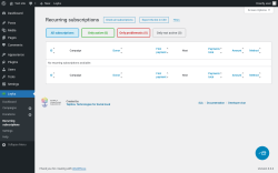 Page screenshot: Leyka &rarr; Recurring subscriptions