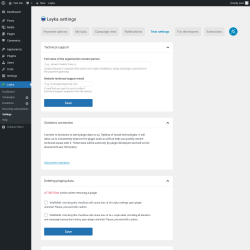 Page screenshot: Leyka &rarr; Settings &rarr; Tech settings