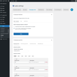 Page screenshot: Leyka &rarr; Settings &rarr; Campaign view