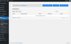 Page screenshot: Library Management &rarr; Manage Bookcase & Section