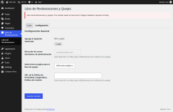 Page screenshot: Libro de Reclamaciones &rarr; Configuraci&oacute;n