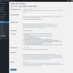 Page screenshot: Settings → Lightbox with PhotoSwipe → General