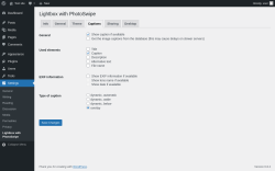 Page screenshot: Settings → Lightbox with PhotoSwipe → Captions