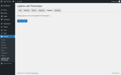 Page screenshot: Settings → Lightbox with PhotoSwipe → Sharing