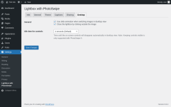 Page screenshot: Settings → Lightbox with PhotoSwipe → Desktop