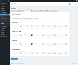 Page screenshot: LinkCentral → Settings → 
            
            Roles        
