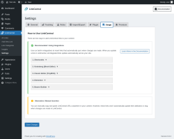 Page screenshot: LinkCentral → Settings → 
            
            Usage        