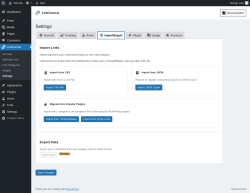 Page screenshot: LinkCentral → Settings → 
            
            Import/Export        