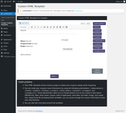 Page screenshot: LinkMyDeals → Coupon Custom Template