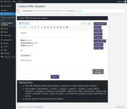 Page screenshot: LinkMyDeals → Coupon Custom Template