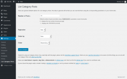Page screenshot: Settings  &rarr; List Category Posts