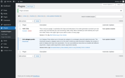 Page screenshot: Plugins ‹ Test site — WordPress