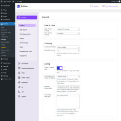 Page screenshot: Listdom → Settings