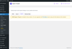 Page screenshot: Listdom → Import / Export → JSON