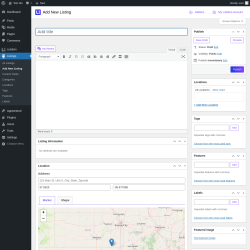 Page screenshot: Listings → Add New Listing