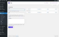 Page screenshot: Listings → Tags