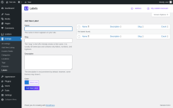 Page screenshot: Listings → Labels