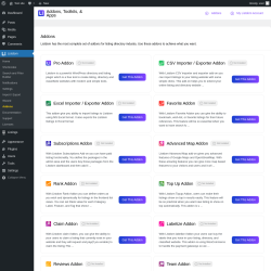 Page screenshot: Listdom → Addons