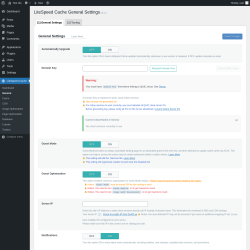 Page screenshot: LiteSpeed Cache &rarr; General
