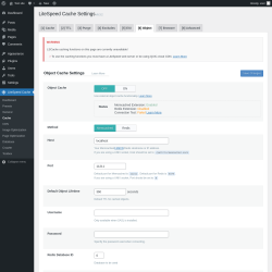 Page screenshot: LiteSpeed Cache &rarr; Cache &rarr; Object