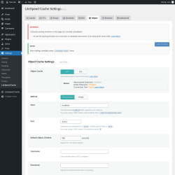 Page screenshot: Settings &rarr; LiteSpeed Cache &rarr; Object
