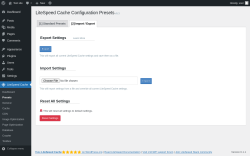 Page screenshot: LiteSpeed Cache &rarr; Presets &rarr; Import / Export