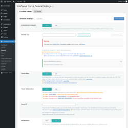 Page screenshot: LiteSpeed Cache &rarr; General