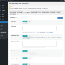 Page screenshot: LiteSpeed Cache &rarr; Page Optimization &rarr; HTML Settings