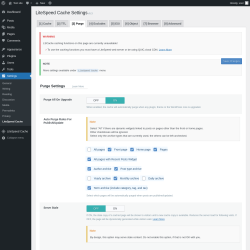 Page screenshot: Settings &rarr; LiteSpeed Cache &rarr; Purge