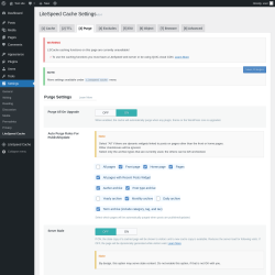 Page screenshot: Settings &rarr; LiteSpeed Cache &rarr; Purge