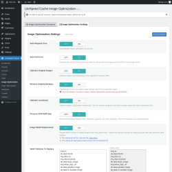 Page screenshot: LiteSpeed Cache &rarr; Image Optimization &rarr; Image Optimization Settings