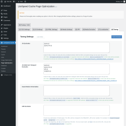 Page screenshot: LiteSpeed Cache &rarr; Page Optimization &rarr; Tuning