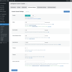 Page screenshot: LiteSpeed Cache &rarr; Crawler &rarr; General Settings