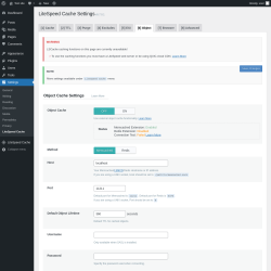 Page screenshot: Settings &rarr; LiteSpeed Cache &rarr; Object