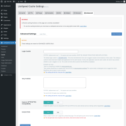 Page screenshot: LiteSpeed Cache &rarr; Cache &rarr; Advanced