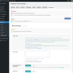 Page screenshot: Settings &rarr; LiteSpeed Cache &rarr; Advanced