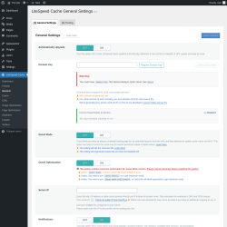 Page screenshot: LiteSpeed Cache &rarr; General