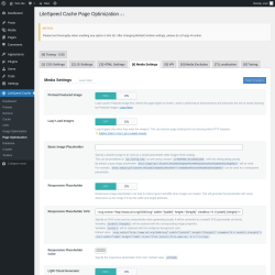 Page screenshot: LiteSpeed Cache &rarr; Page Optimization &rarr; Media Settings