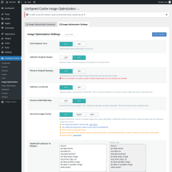 Page screenshot: LiteSpeed Cache → Image Optimization → Image Optimization Settings