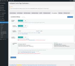 Page screenshot: LiteSpeed Cache → Page Optimization → Localization