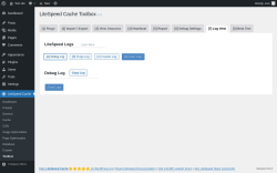 Page screenshot: LiteSpeed Cache → Toolbox → Log View