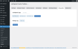 Page screenshot: LiteSpeed Cache → Toolbox → Log View