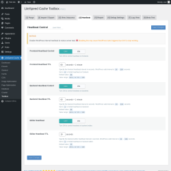 Page screenshot: LiteSpeed Cache → Toolbox → Heartbeat