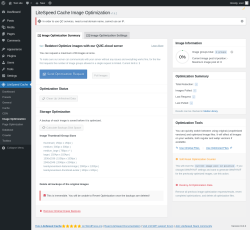 Page screenshot: LiteSpeed Cache → Image Optimization