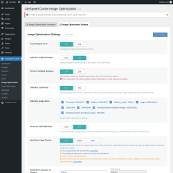 Page screenshot: LiteSpeed Cache → Image Optimization → Image Optimization Settings