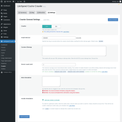 Page screenshot: LiteSpeed Cache → Crawler